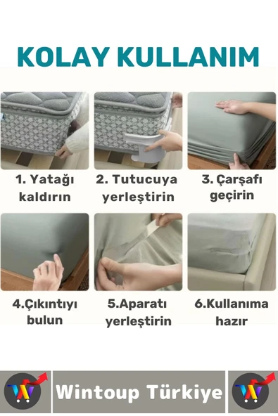 Pratik Nevresim Yorgan Kılıfı Çarşaf Tutucu Sabitleyici Yastık Nevresim Sabitleyici Aparat 4 Adet - 3