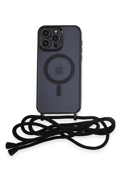 iPhone 14 Pro Kılıf Divo Lazer Askılı Magsafe Kapak - Siyah ürün görseli