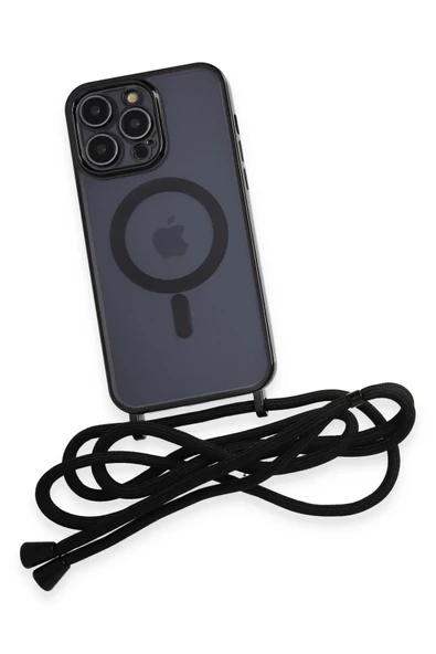 iPhone 14 Pro Kılıf Divo Lazer Askılı Magsafe Kapak - Siyah - Resim 5
