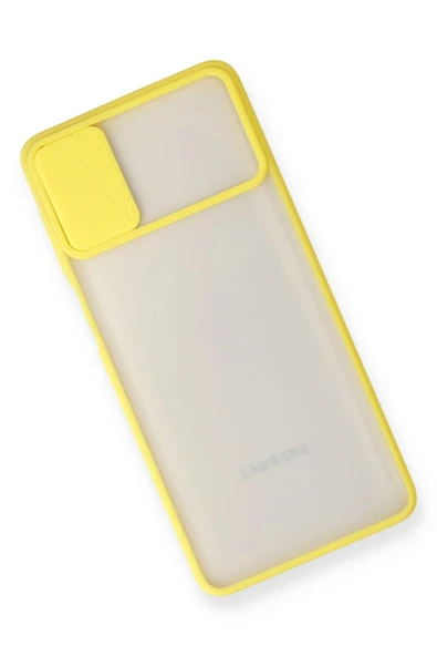 Samsung Galaxy M51 Kılıf Palm Buzlu Kamera Sürgülü Silikon - Sarı - Resim 3