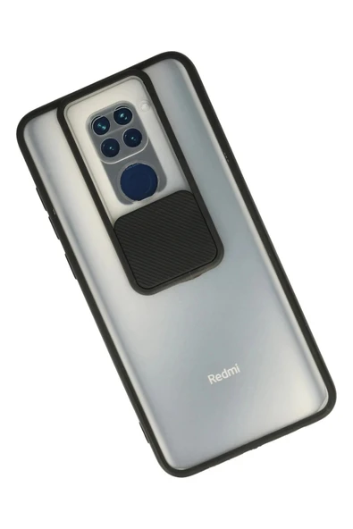 Xiaomi Redmi Note 9 Kılıf Palm Buzlu Kamera Sürgülü Silikon - Siyah - Resim 2