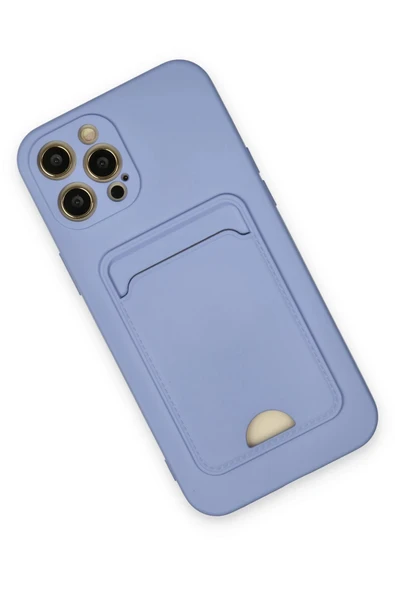 iPhone 12 Pro Max Kılıf Kelvin Kartvizitli Silikon - Lila - Resim 2