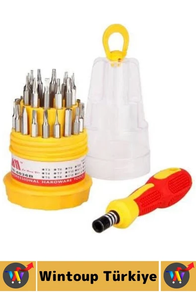 Kompakt Çok Amaçlı Cep Telefonu Laptop Kaymaz Kauçuk Saplı Pratik Yumurta Tornavida Seti 31 Parça - 2