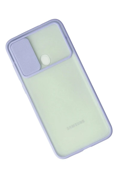 Samsung Galaxy A11 Kılıf Palm Buzlu Kamera Sürgülü Silikon - Lila - Resim 3