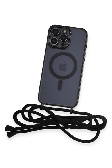 iPhone 14 Pro Kılıf Divo Lazer Askılı Magsafe Kapak - Siyah - Resim 4
