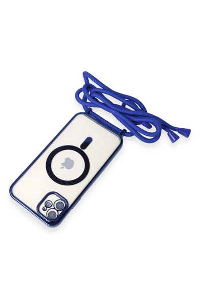 iPhone 11 Kılıf Divo Lazer Askılı Magsafe Kapak - Mavi - Resim 2