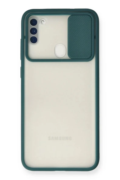 Samsung Galaxy A11 Kılıf Palm Buzlu Kamera Sürgülü Silikon - Yeşil - Resim 2