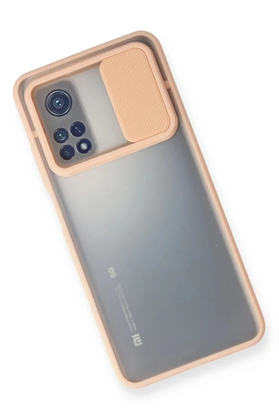 Xiaomi Mi 10T Kılıf Palm Buzlu Kamera Sürgülü Silikon - Pembe - Resim 3