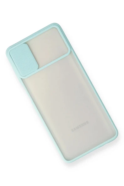 Samsung Galaxy M51 Kılıf Palm Buzlu Kamera Sürgülü Silikon - Turkuaz - Resim 3