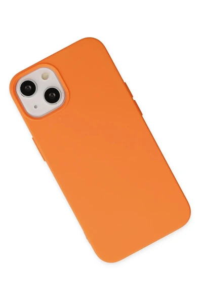 iPhone 14 Plus Kılıf Nano içi Kadife Silikon - Turuncu - Resim 3