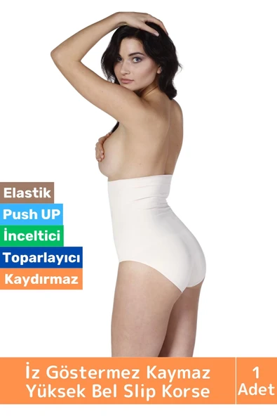 Özel İz Göstermez Kayma Önleyici Silikonlu Toparlayıcı Etkili Masaj Özellikli Yüksek Bel Slip Korse ürün görseli