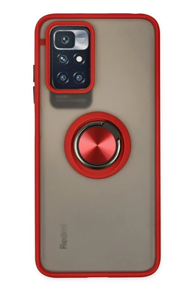 Xiaomi Redmi 10 2022 Kılıf Montreal Yüzüklü Silikon Kapak - Kırmızı ürün görseli