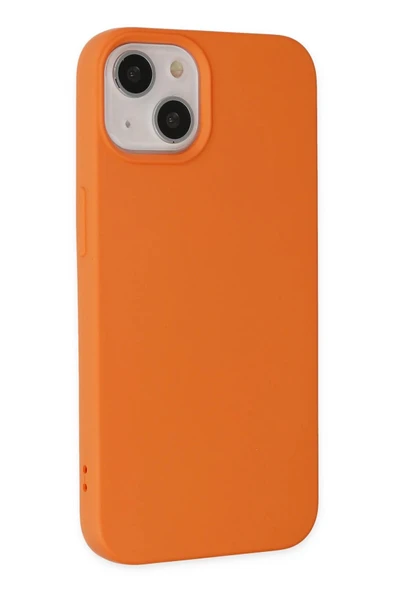 iPhone 14 Plus Kılıf Nano içi Kadife Silikon - Turuncu - Resim 2