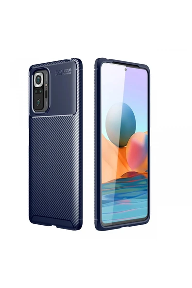 Xiaomi Redmi Note 10 Pro Kılıf Auto Focus Karbon Kapak - Lacivert ürün görseli