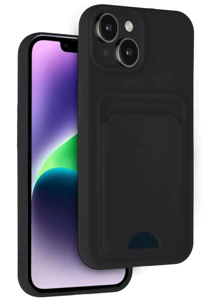iPhone 14 Kılıf Kelvin Kartvizitli Silikon - Siyah - Resim 2