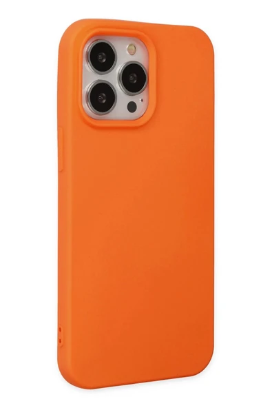 iPhone 14 Pro Max Kılıf Nano içi Kadife Silikon - Turuncu - Resim 2