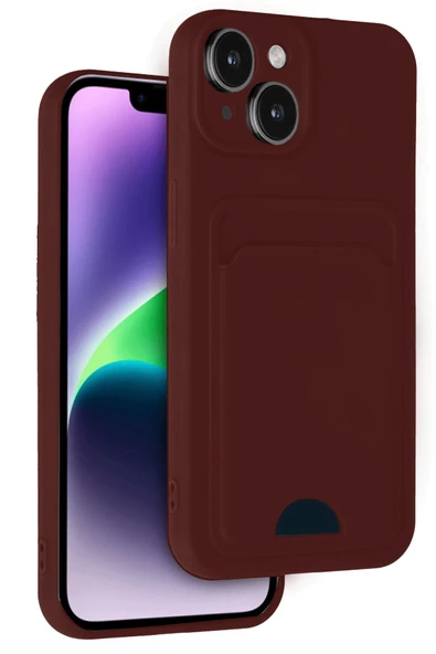 iPhone 14 Kılıf Kelvin Kartvizitli Silikon - Bordo ürün görseli