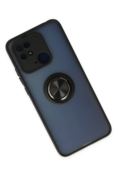 Xiaomi Poco C40 Kılıf Montreal Yüzüklü Silikon Kapak - Siyah - Resim 3