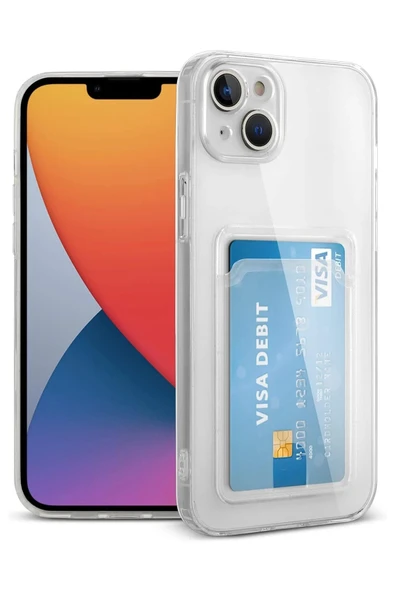 iPhone 14 Kılıf Kart Şeffaf Silikon - Şeffaf ürün görseli