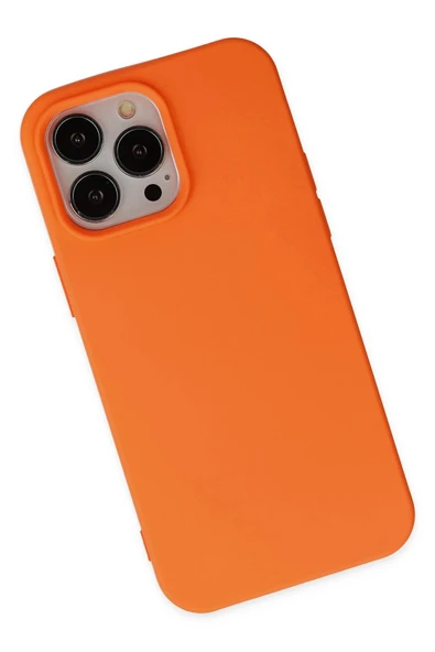 iPhone 14 Pro Kılıf Nano içi Kadife Silikon - Turuncu - Resim 3