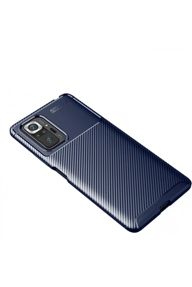 Xiaomi Redmi Note 10 Pro Kılıf Auto Focus Karbon Kapak - Lacivert - Resim 2