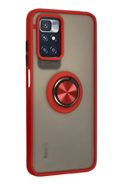 Xiaomi Redmi 10 2022 Kılıf Montreal Yüzüklü Silikon Kapak - Kırmızı - Resim 2