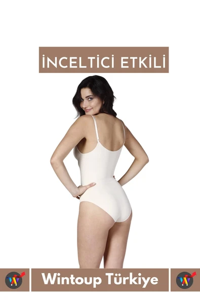 Özel Lazer Kesim İz Göstermez Toparlayıcı Askılı Çıtçıtlı Push UP Slip Body Zıbın Korse - Resim 3