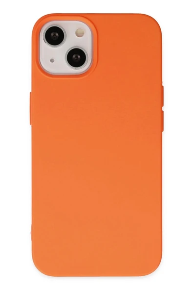 iPhone 14 Plus Kılıf Nano içi Kadife Silikon - Turuncu ürün görseli