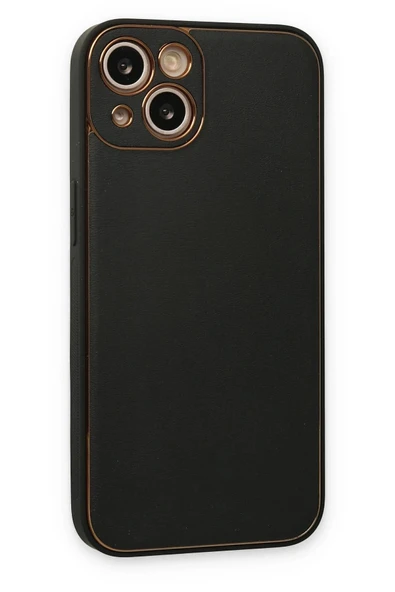 iPhone 14 Kılıf Coco Deri Silikon Kapak - Siyah - Resim 3