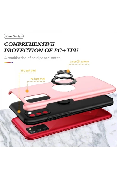 Samsung Galaxy A02S Kılıf Elit Yüzüklü Kapak - Pembe - Resim 2