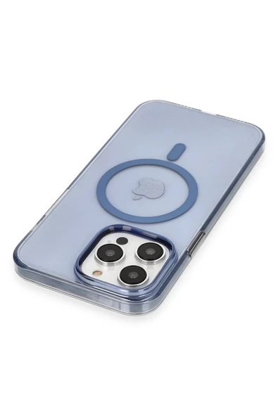 iPhone 13 Pro Max Kılıf Tron Şeffaf Magsafe Kapak - Mavi - Resim 2