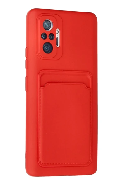 Xiaomi Redmi Note 10 Pro Kılıf Kelvin Kartvizitli Silikon - Kırmızı - Resim 2