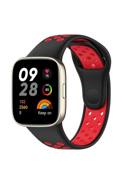 Xiaomi Redmi Watch 3 Spor Delikli Kordon - Siyah-Kırmızı ürün görseli