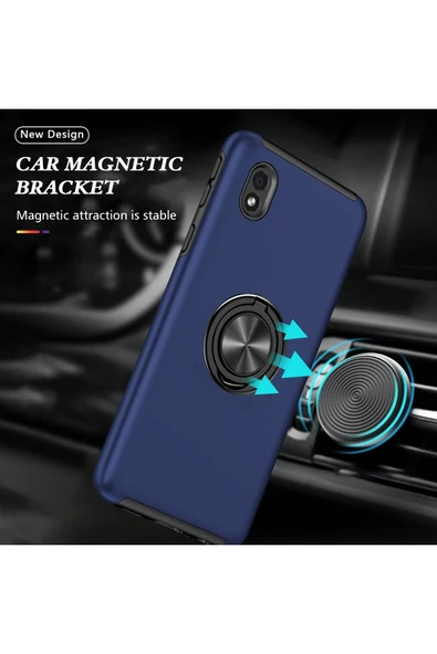 Samsung Galaxy A01 Core Kılıf Elit Yüzüklü Kapak - Lacivert - Resim 5