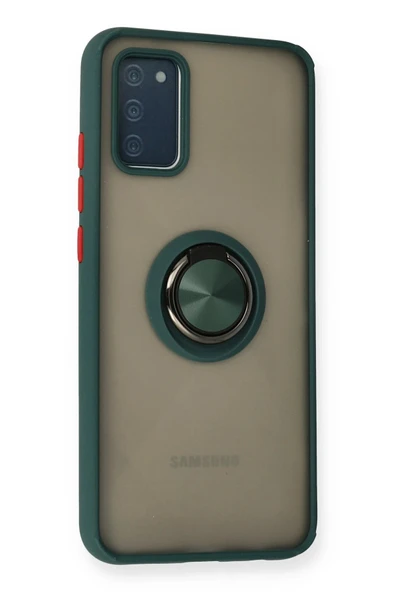 Samsung Galaxy A02S Kılıf Montreal Yüzüklü Silikon Kapak - Yeşil - Resim 2