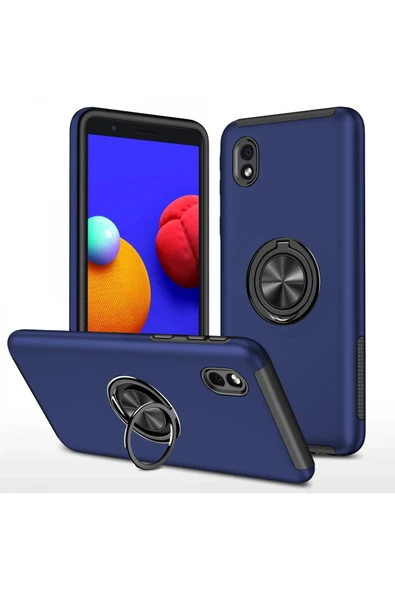 Samsung Galaxy A01 Core Kılıf Elit Yüzüklü Kapak - Lacivert ürün görseli