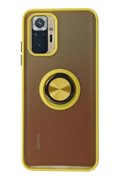 Xiaomi Redmi Note 10 Kılıf Montreal Yüzüklü Silikon Kapak - Sarı ürün görseli