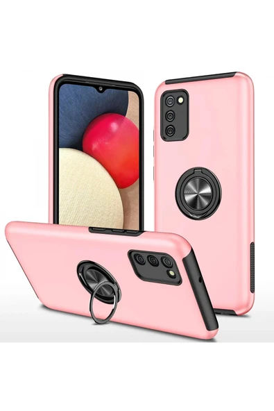 Samsung Galaxy A02S Kılıf Elit Yüzüklü Kapak - Pembe ürün görseli
