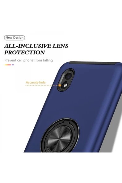 Samsung Galaxy A01 Core Kılıf Elit Yüzüklü Kapak - Lacivert - Resim 4