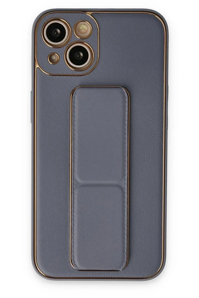 iPhone 14 Plus Kılıf Coco Deri Standlı Kapak - Gri ürün görseli