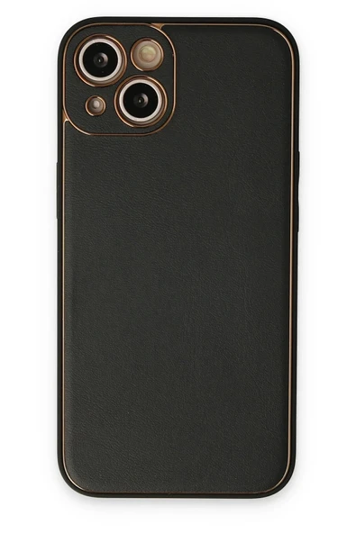 iPhone 14 Kılıf Coco Deri Silikon Kapak - Siyah ürün görseli