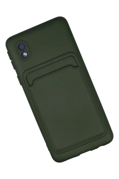 Samsung Galaxy A01 Core Kılıf Kelvin Kartvizitli Silikon - Koyu Yeşil - Resim 2