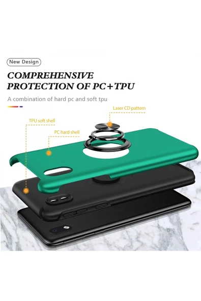 Samsung Galaxy A01 Core Kılıf Elit Yüzüklü Kapak - Yeşil - Resim 2