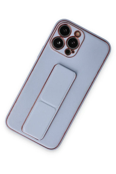 iPhone 14 Pro Kılıf Coco Deri Standlı Kapak - Sky Blue - Resim 2