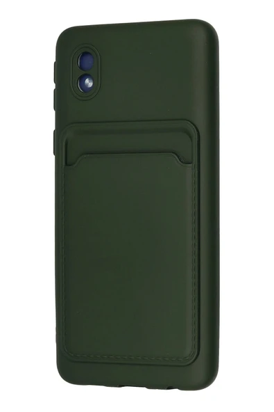 Samsung Galaxy A01 Core Kılıf Kelvin Kartvizitli Silikon - Koyu Yeşil - Resim 3