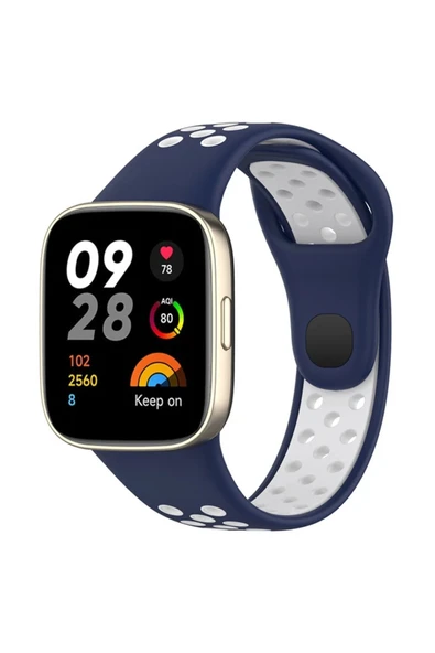 Xiaomi Redmi Watch 3 Spor Delikli Kordon - Lacivert-Beyaz ürün görseli