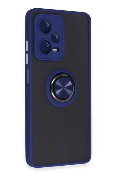 Xiaomi Redmi Note 12 5G Kılıf Montreal Yüzüklü Silikon Kapak - Lacivert - Resim 2