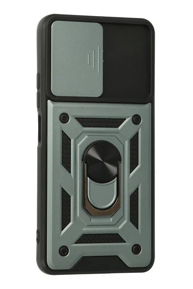 Xiaomi Poco F3 Kılıf Pars Lens Yüzüklü Silikon - Yeşil - Resim 3