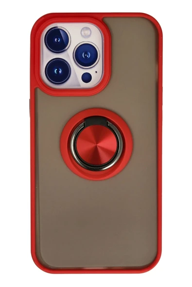iPhone 15 Pro Max Kılıf Montreal Yüzüklü Silikon Kapak - Kırmızı ürün görseli 1