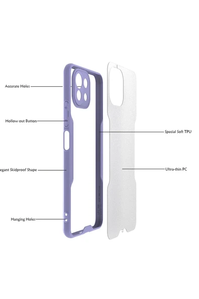 Xiaomi Mİ 11 Lite Kılıf Platin Silikon - Lila - Resim 2